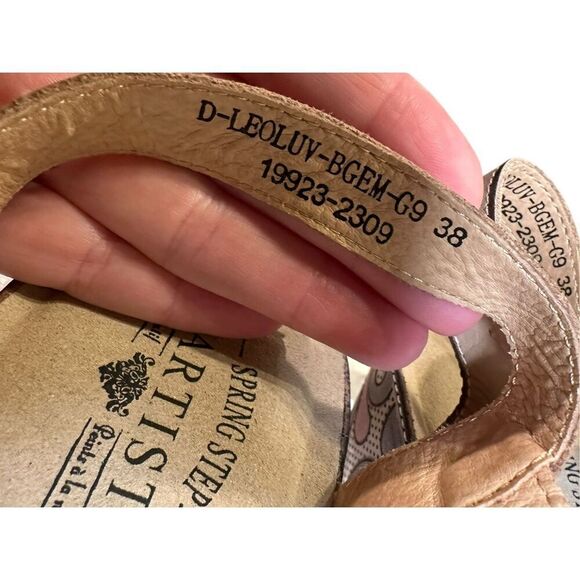 Spring Step L’Artiste Leoluv Mary Jane Sandals 38 US 7.5-8 Beige Multi Handpaint - Picture 15 of 16